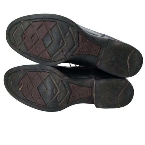 Ariat Black Leather Kiltie Paddock Western Riding Boots Size 6.5 Cowboy Womens - Picture 8 of 16